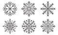 Snowflake icon set. Winter, Christmas design elements. Snow flake silhouette. Vector illustration Royalty Free Stock Photo